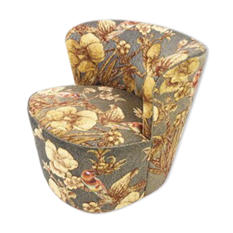 Swivel cocktail chair gray and gold fabric