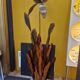 Henri Fernandez Floral Floor Lamp in Gold Metal