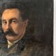 Portrait of a man in oil on canvas from the 19th century, an old painting dated 1885.