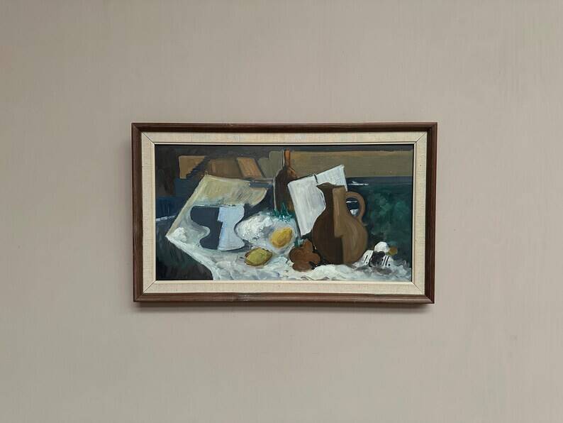 Original Swedish Oil on Canvas – “Still Life” by Inge Camill – Signed – Vintage & Framed – 57 × 34 cm (22.4" × 13.4")