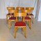 Six vintage Baumann bistro chairs in blond wood