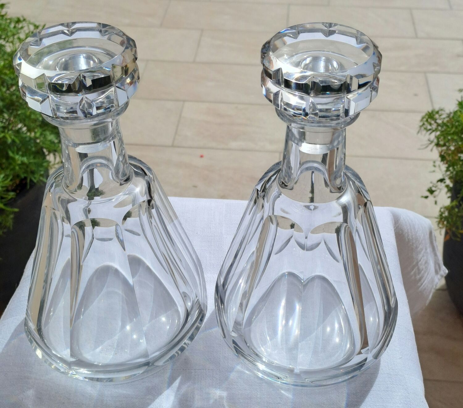 Pair of Baccarat crystal decanters, Harcourt Talleyrand model, signed