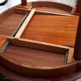 Scandinavian table 1970 round teak plate 110cm with its 1.55cm butterfly dip