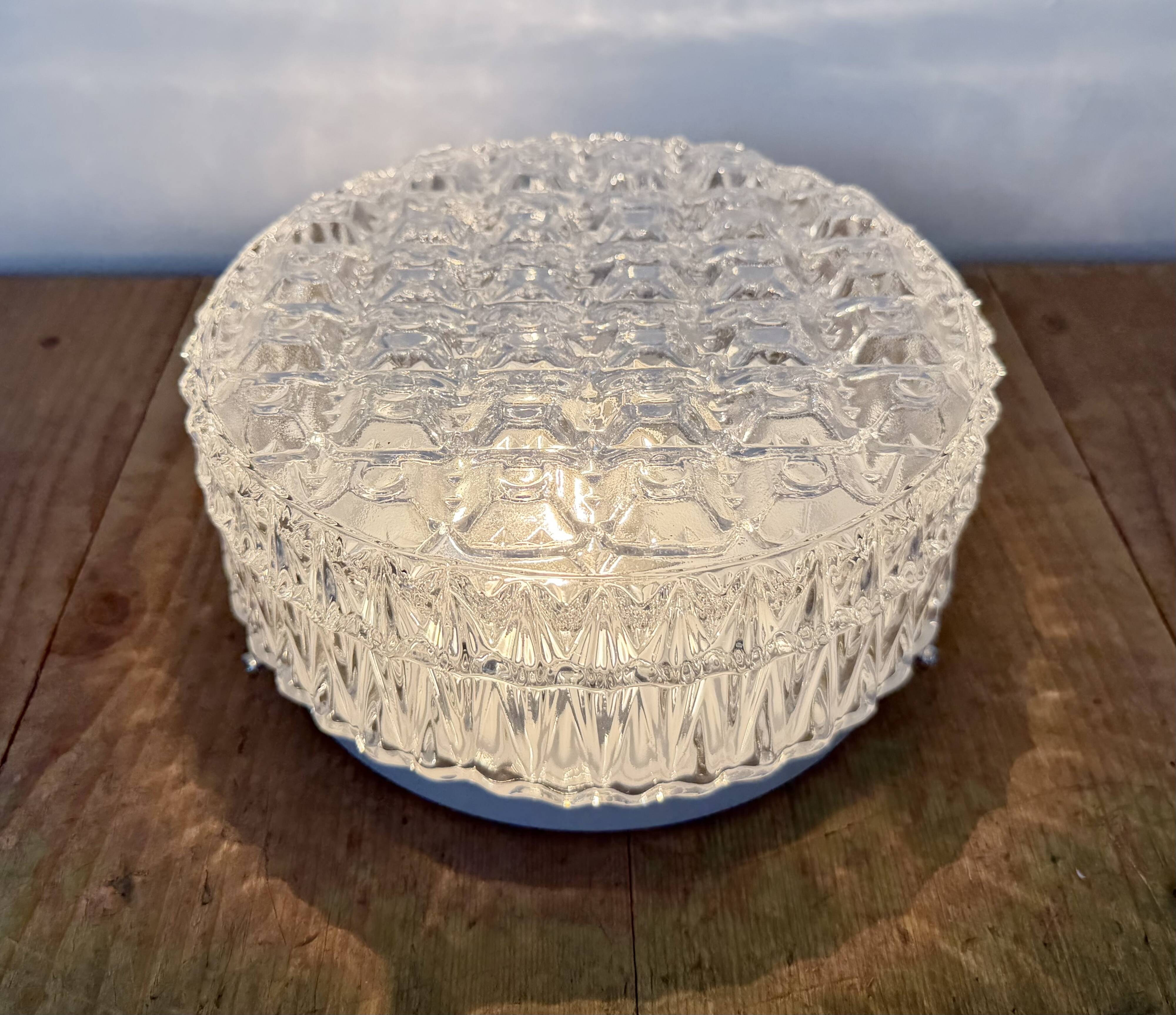 Vintage Glass Wall or Ceiling Light, 1970s