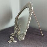 Table mirror vintage engraved glass fan