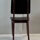 chaise bois et skai noir années 60