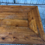Antique farmhouse table in solid cherry wood with its 2 benches