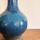 Blue Enamelled Ceramic Lamp Base Brass Vintage Oil Lamp Style