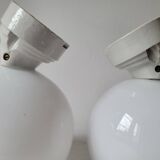 Duo of opaline and porcelain pendant lights