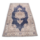 Tapis persan vintage en laine beige et bleu 4x7, tissé à la main, 116x198 cm