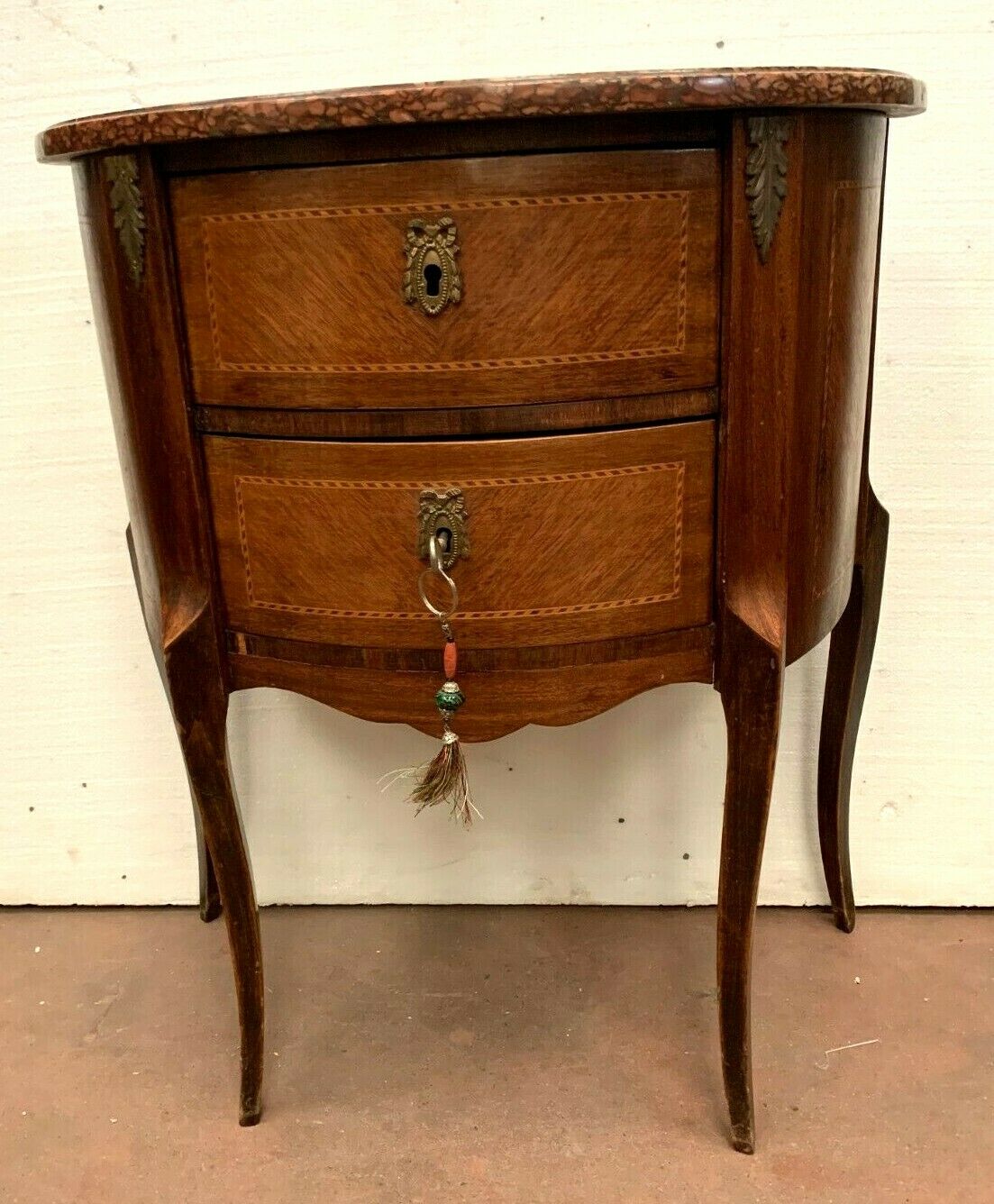 Louis XV style half-moon chest of drawers in XX century marquetry