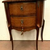 Commode demi lune de style Louis XV en marqueterie XX siècle
