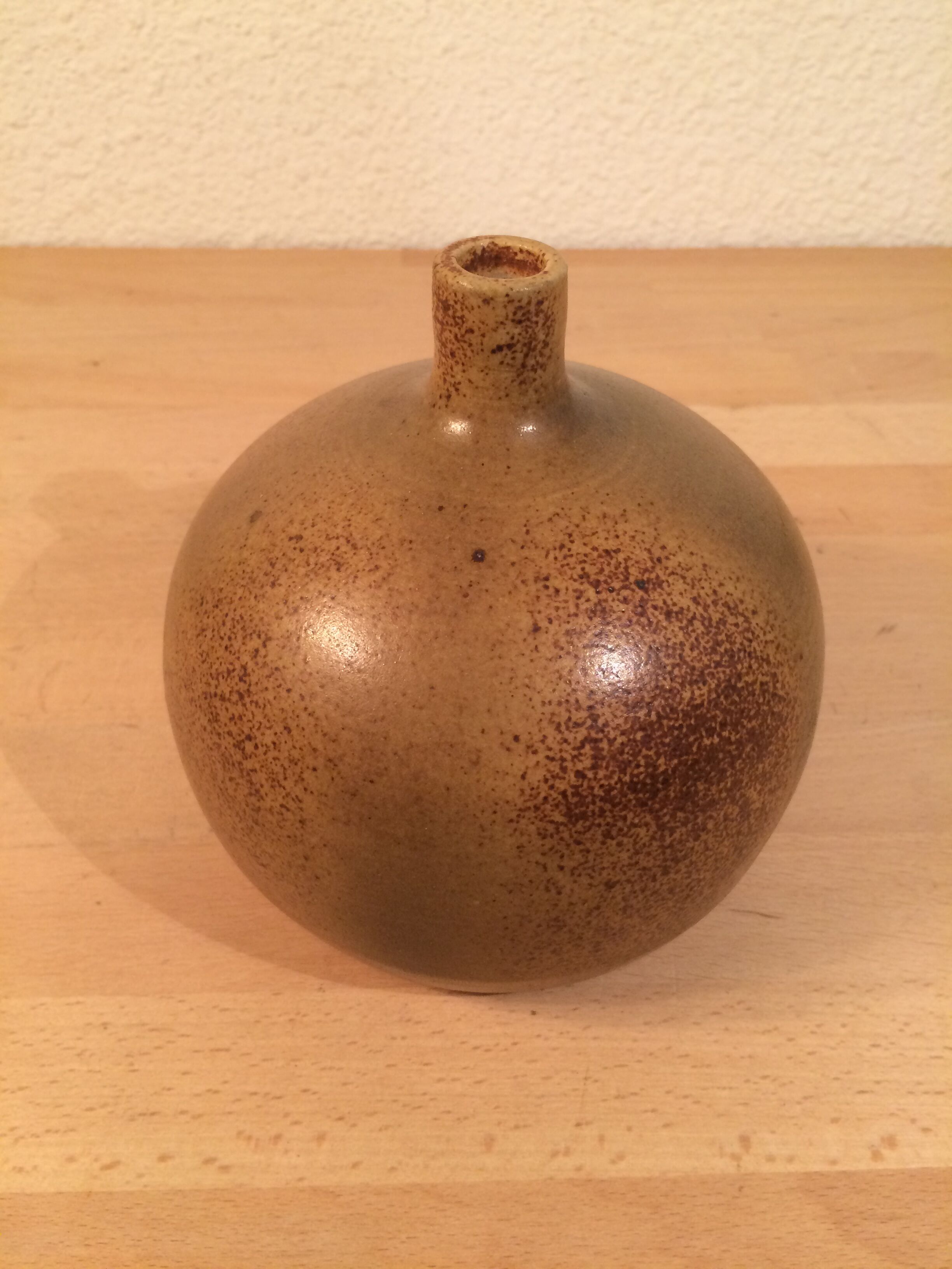 Sandstone ball vase signed Michel Dumont