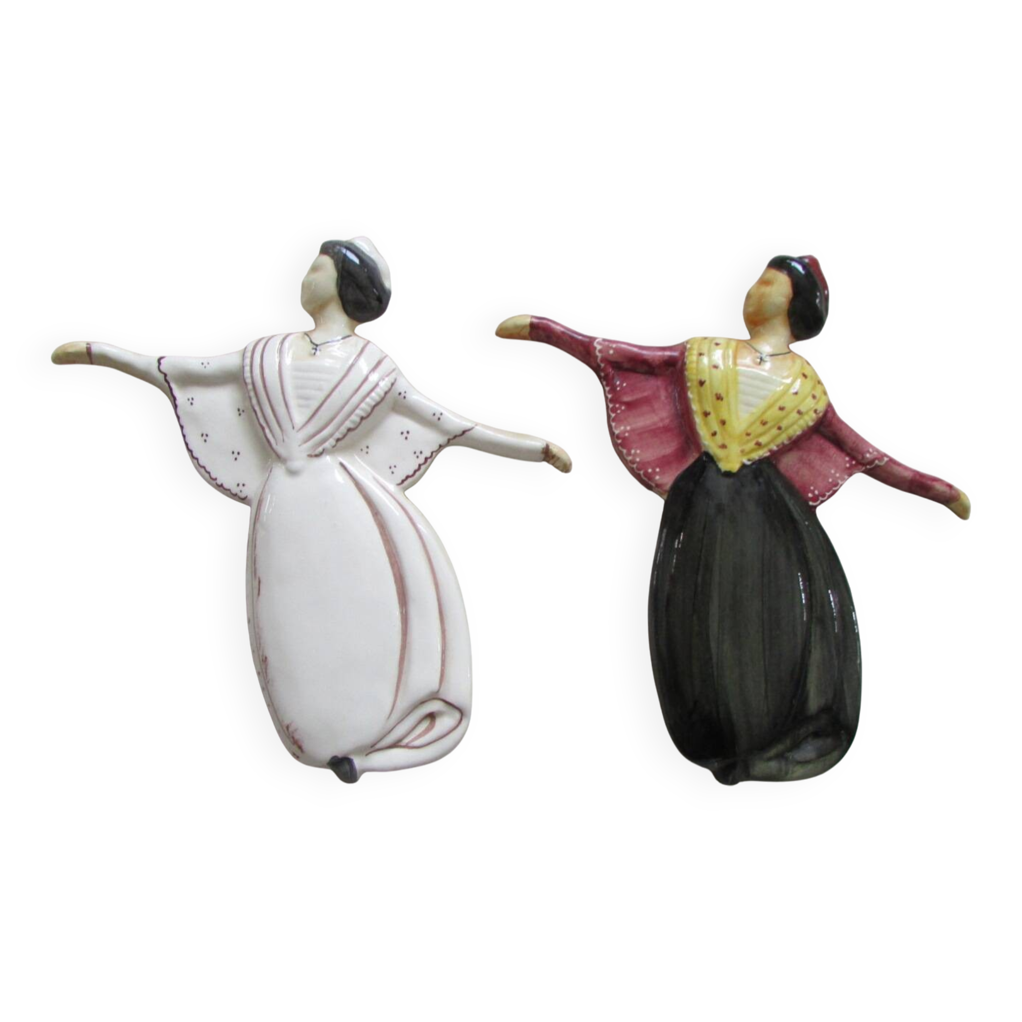 Couple of ceramic wall-mounted Arlesiennes