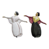 Couple of ceramic wall-mounted Arlesiennes