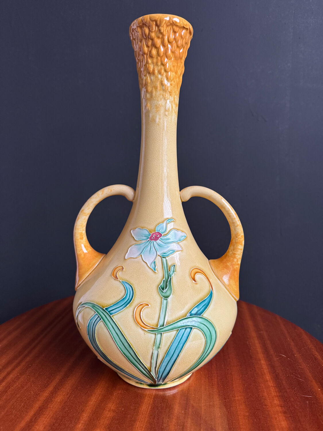 Art Nouveau ceramic vase by Gustave de Bruyn