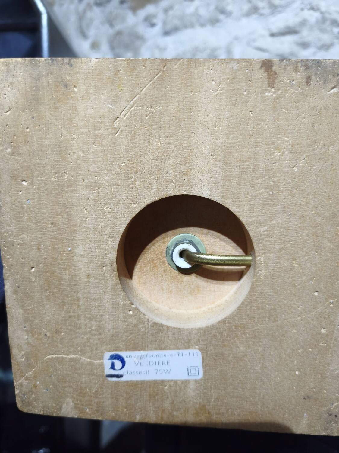 Vintage turned pine table lamp - Maison Verdière - 1970s/80s