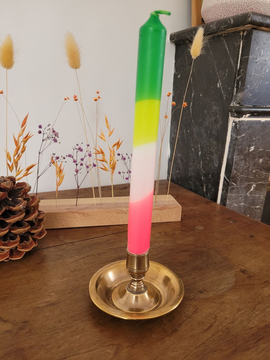 Round brass candlestick