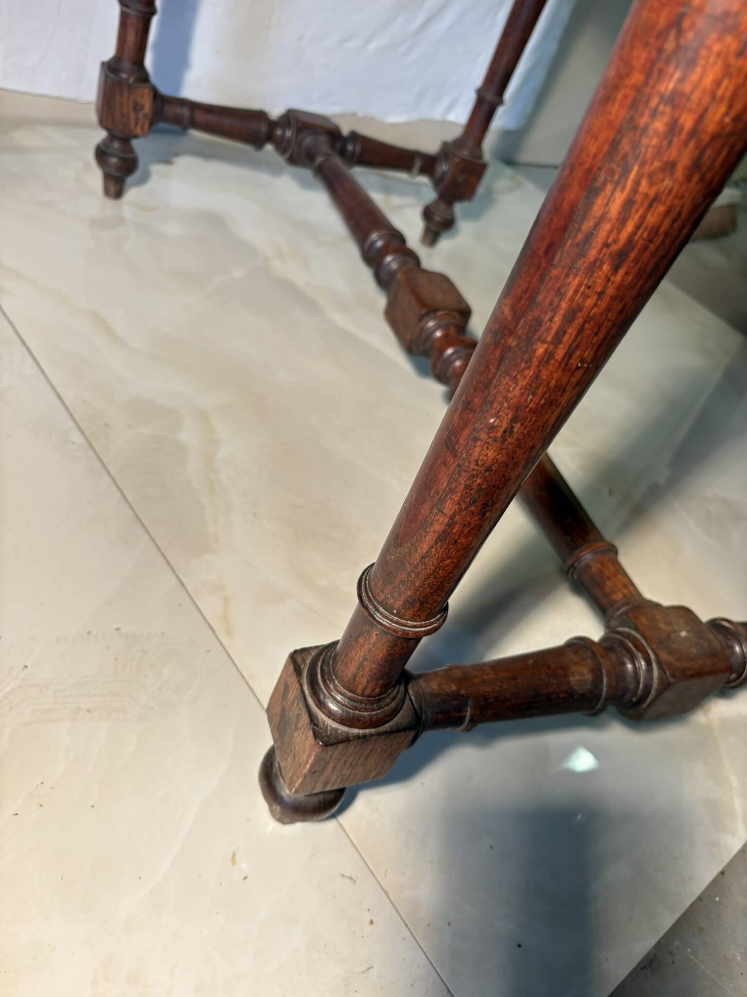 Antique solid wood table with turned legs