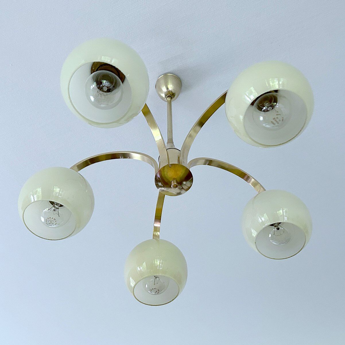 Mid Century Glass Pendant Light, 1950s