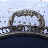 Tray oval glass brass and wood