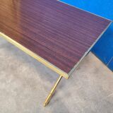 Table basse pied bambou doré et formica palissandre 1972