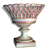 Coupe ajourée ancienne porcelaine bicolore (réparation)