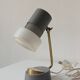 Mid-century vintage bedside lamps, opal glass and brass table lamps.