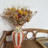 Striped and flowered vase