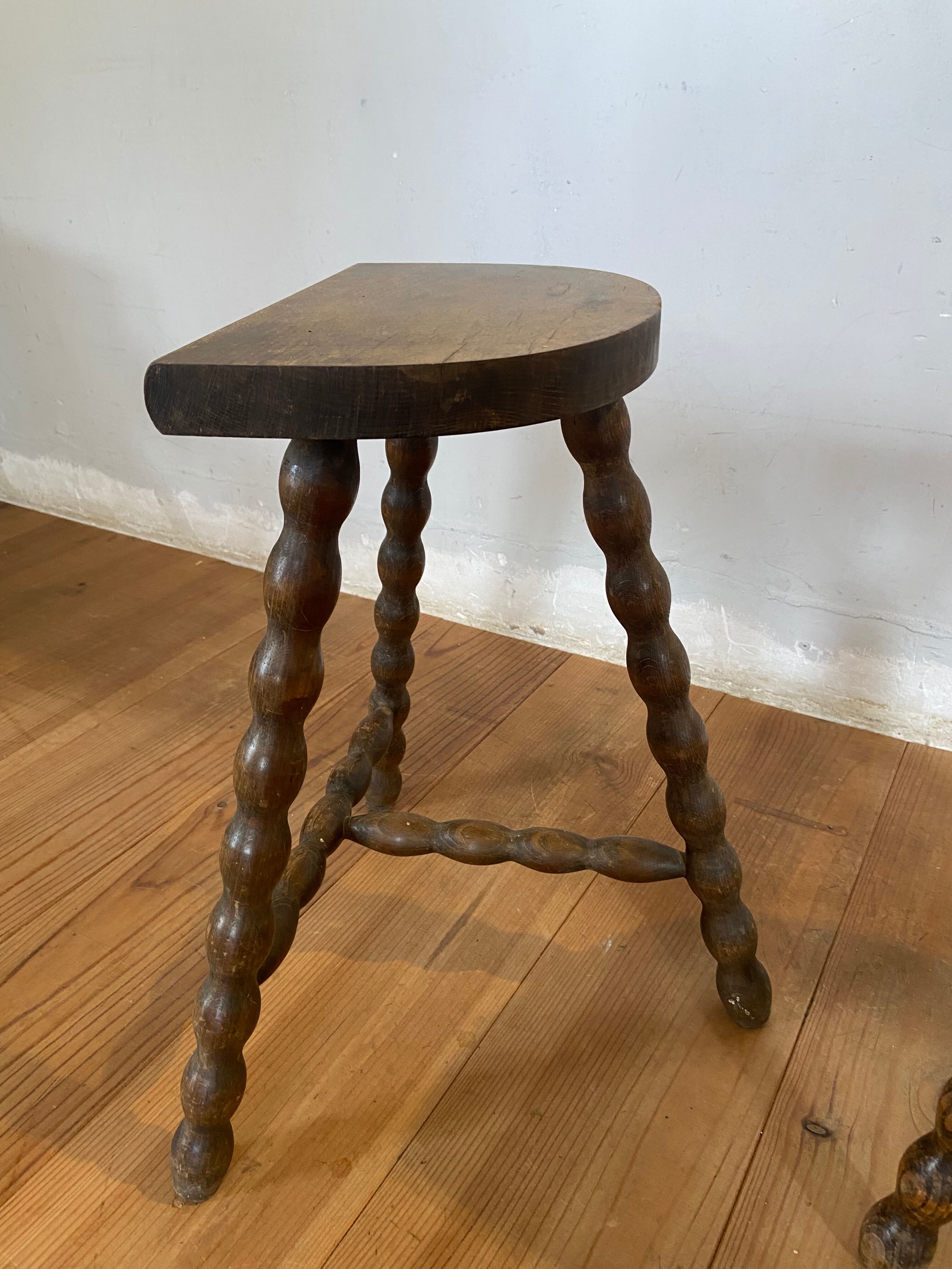 Pair of vintage wooden slag stools