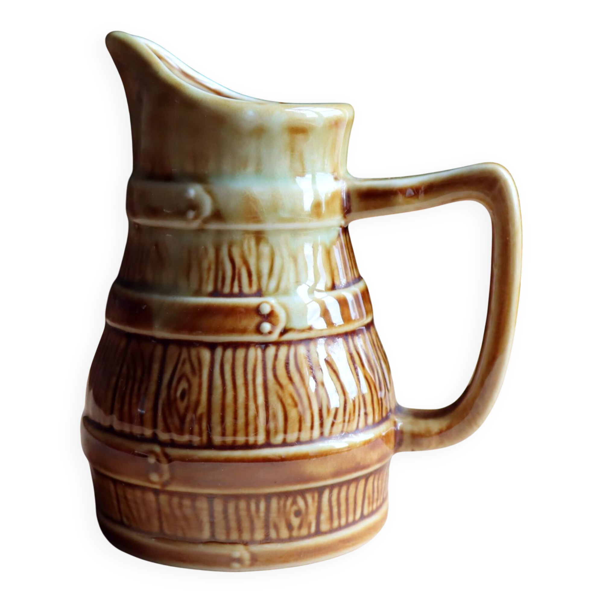 Small bistro jug in flamed stoneware, barrel shape – 33 cl