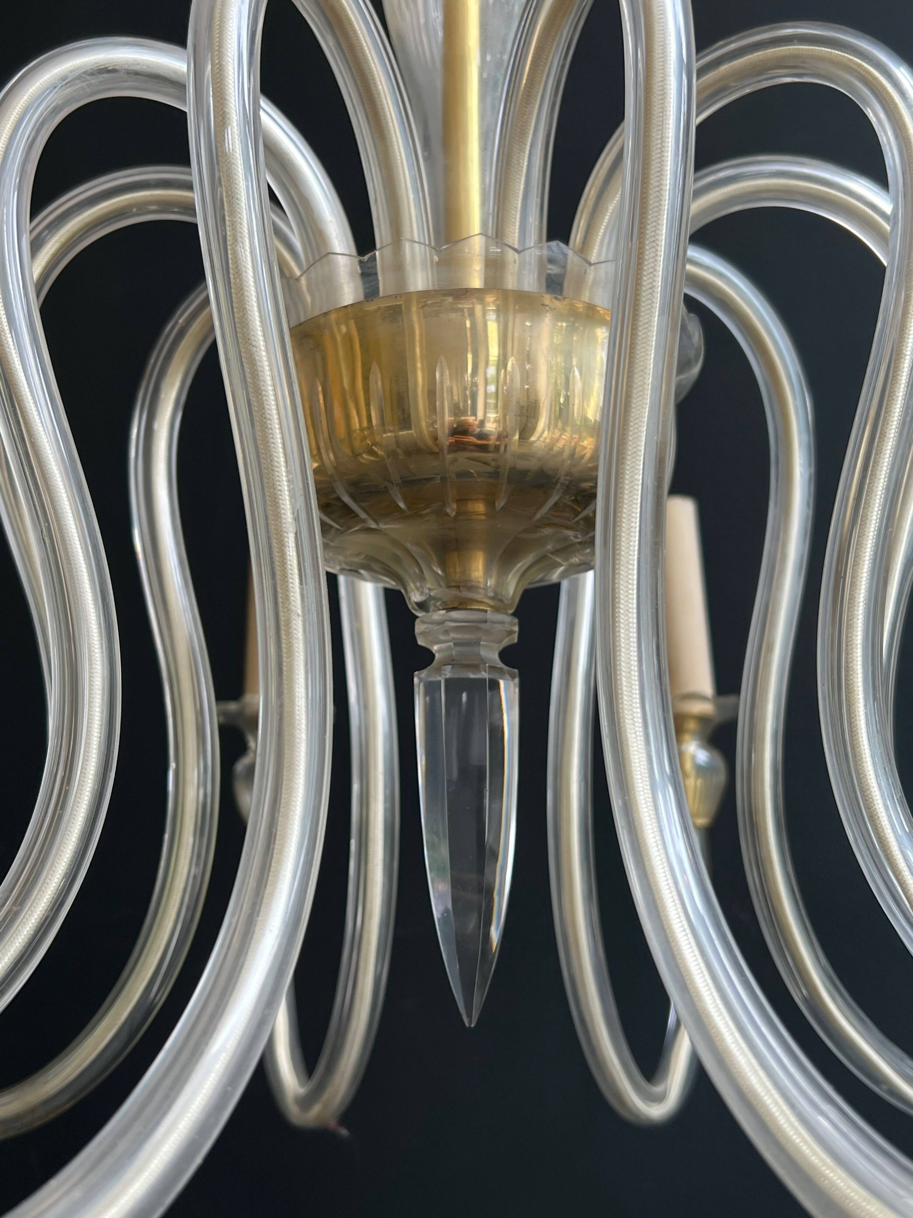 Lustre en cristal de Murano à 10 bras de lumière, travail italien, vers 1970