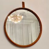 Round Teak Mirror,  Luxus, Sweden, 1960s 45cm