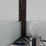 Six-Arm Art Deco Chandelier in Chrome and Sandblasted Glass, 1940s