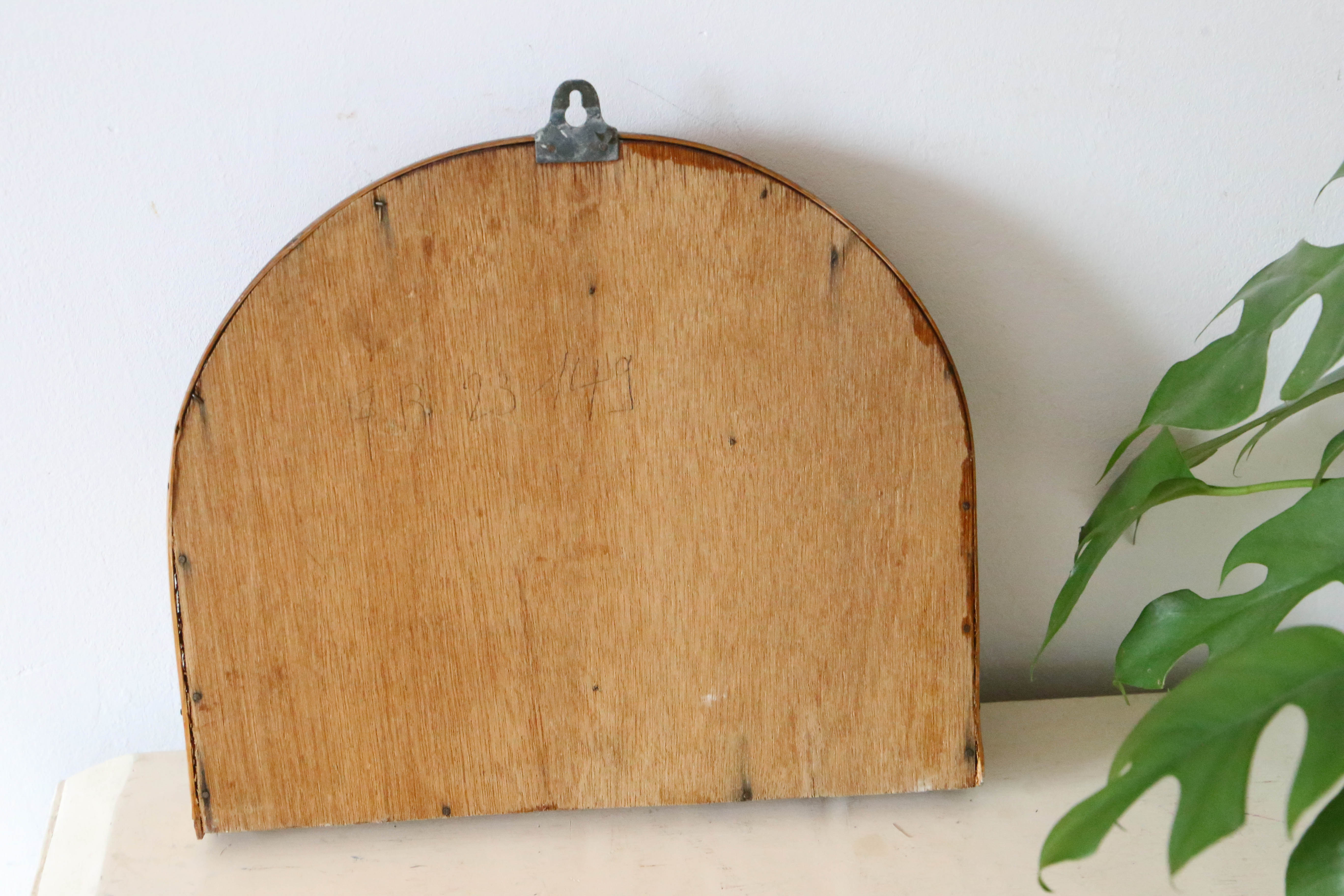 Mail holder, empty wall pocket, wicker and cannage, vintage