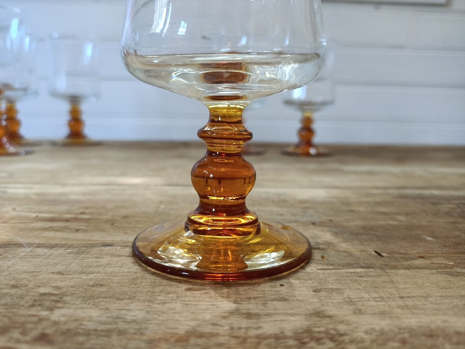 8 amber foot glasses
