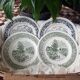 Lot de 4 assiettes plates vertes et bleues