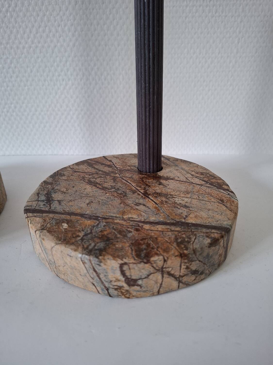 Pair of circular marble candlesticks from the 80s