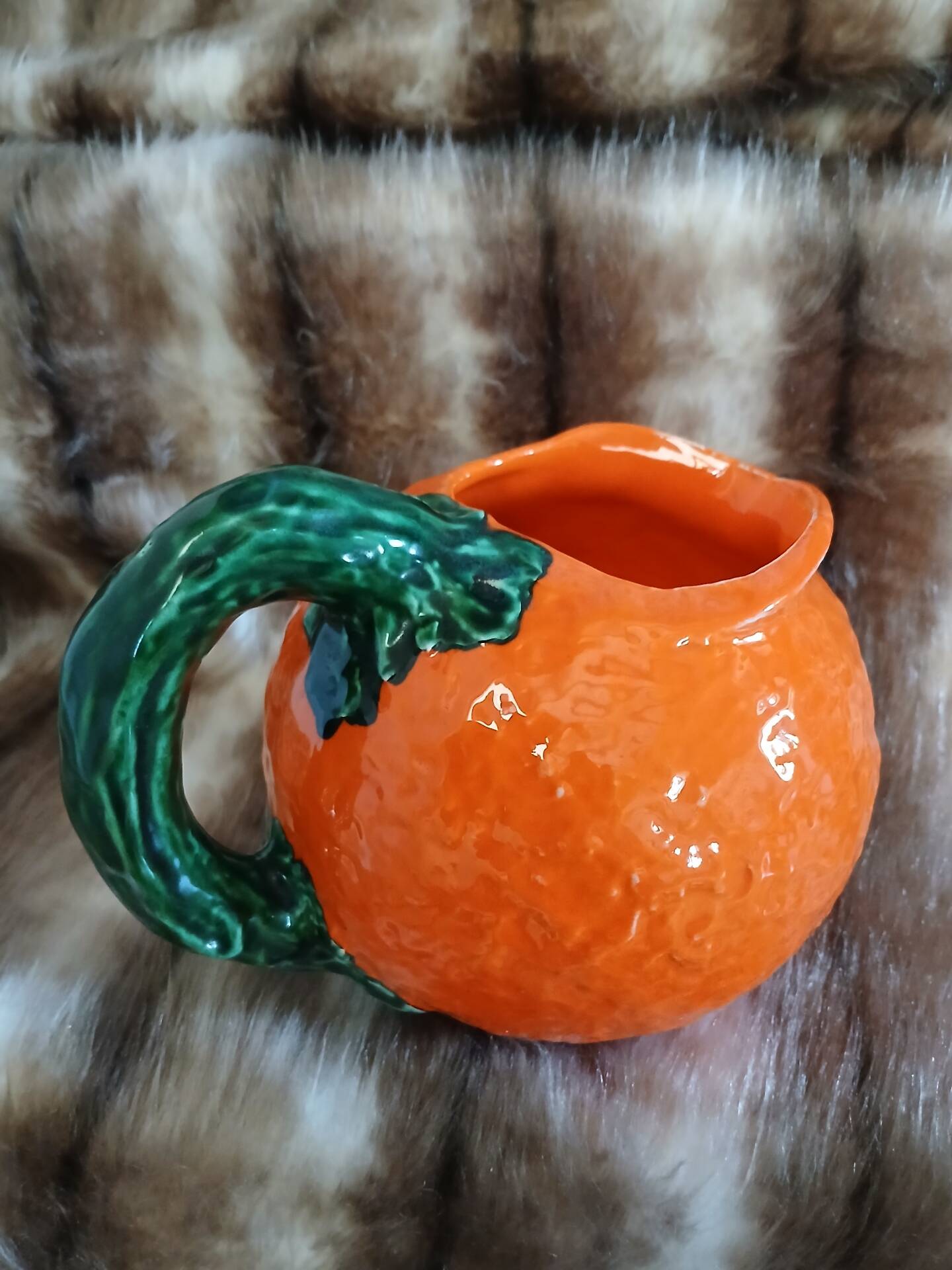 Jug / Carafe in orange barbotine shape