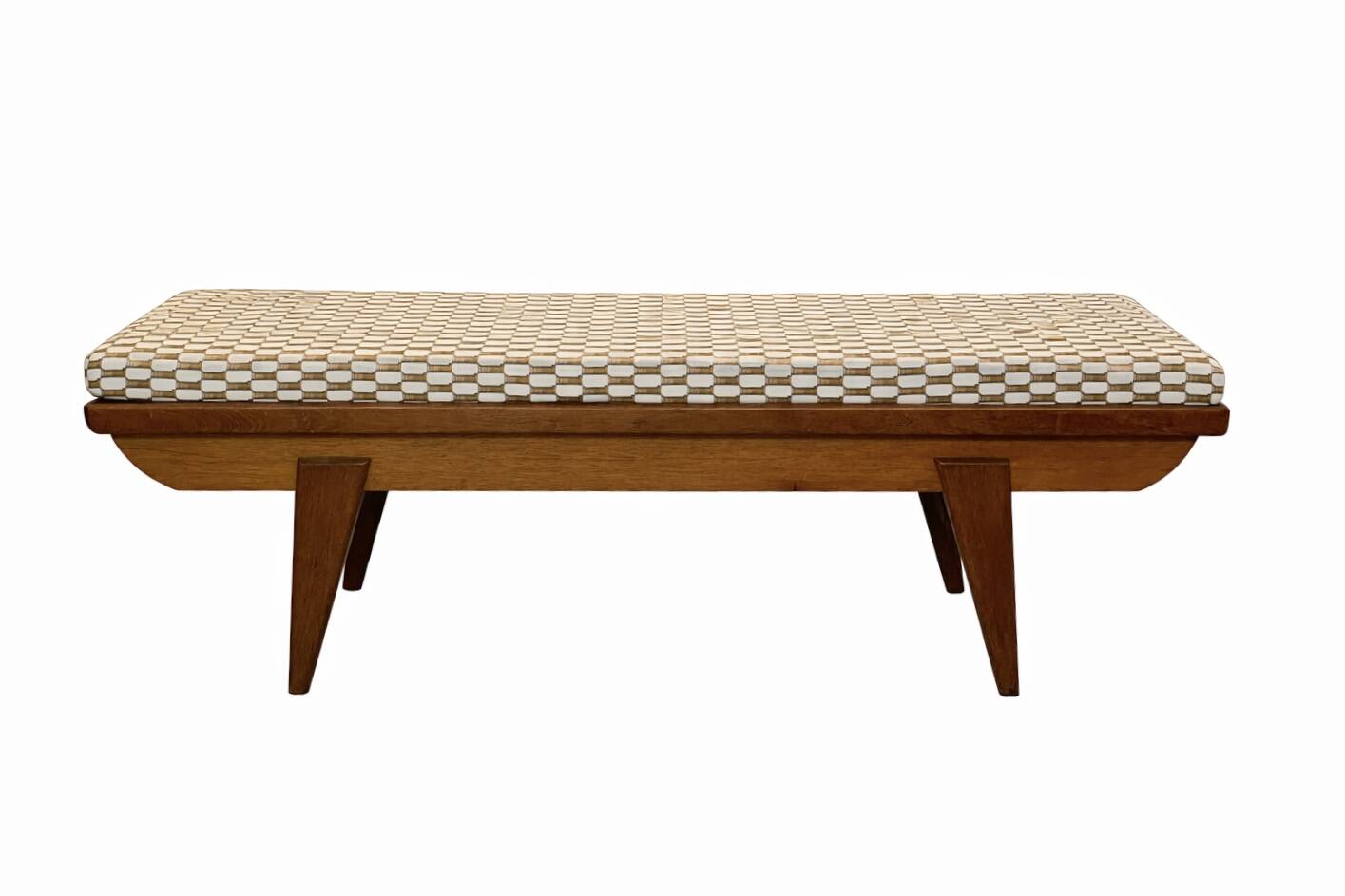 Oak bench with custom cushion