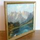 Oil on panel painting, signed K. Vukovic mountain and lake landscape