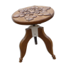 Walnut screw stool carved with fleurs-de-lys