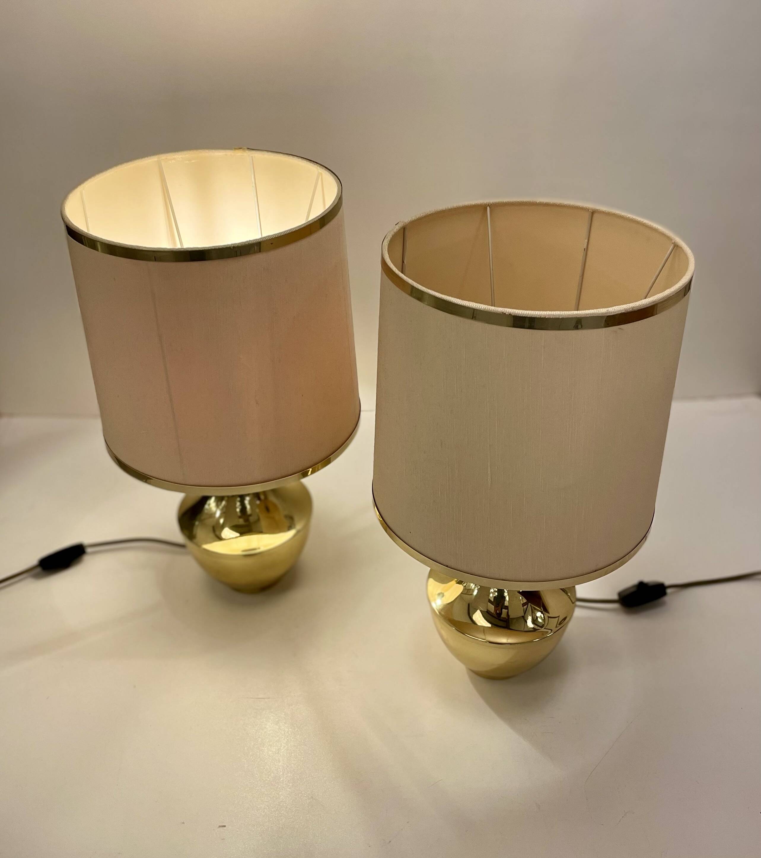 Pair of Italian Brass Table Lamp, 1970s