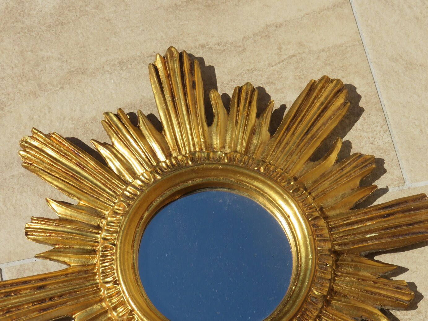Mirror sun wood and resin 70s 45cm