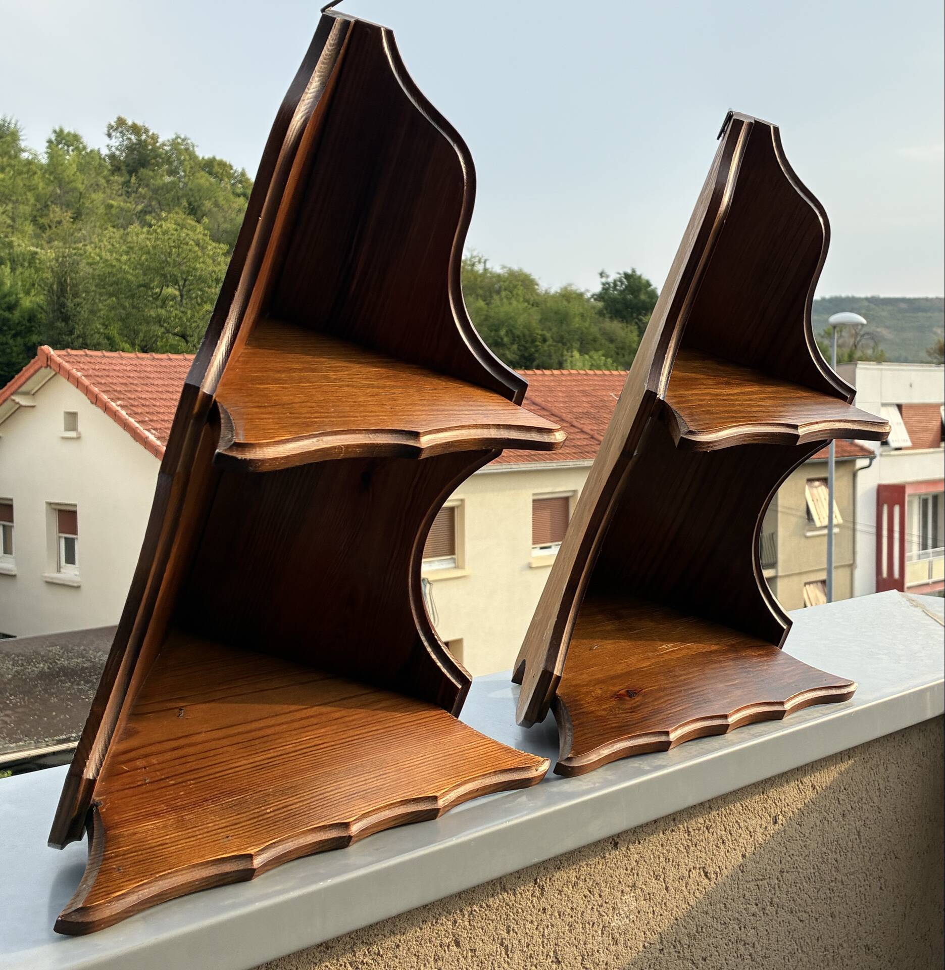 Pair of vintage corner shelves