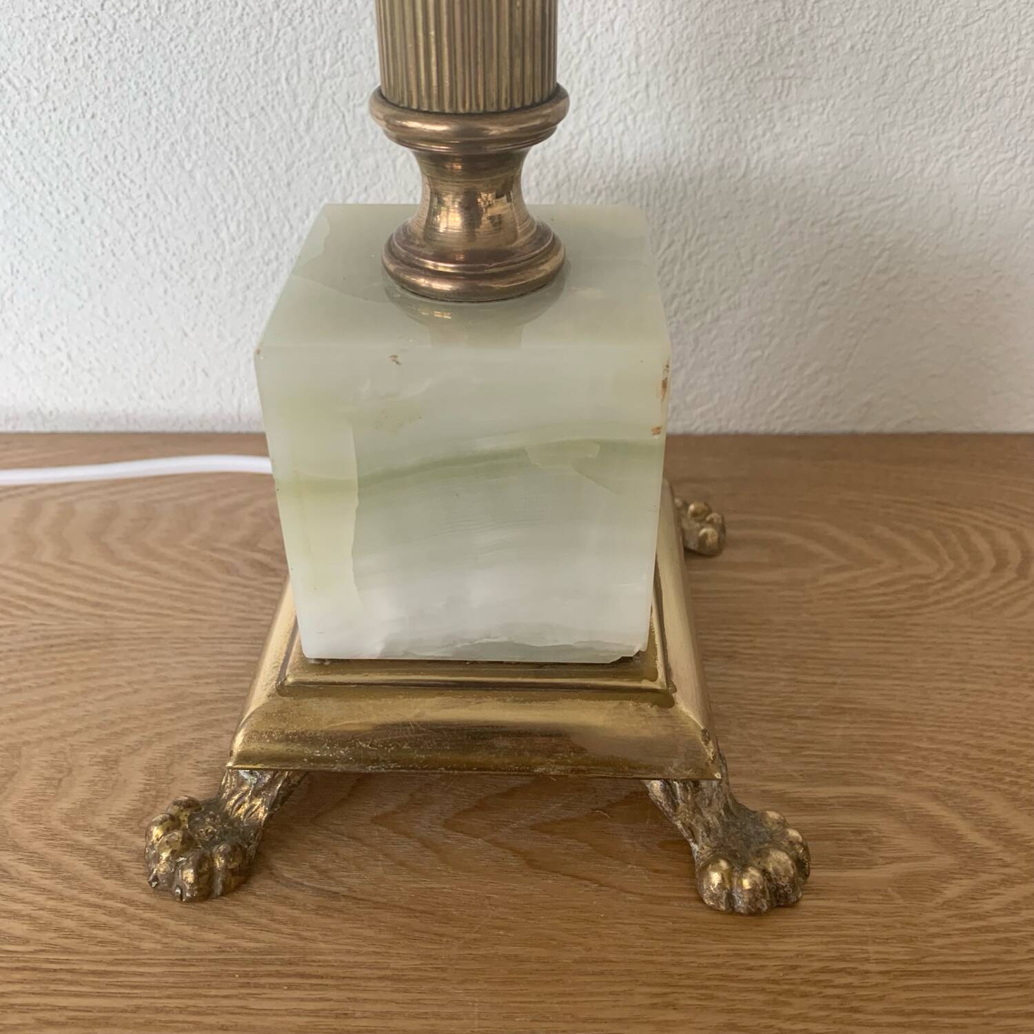 Large Art Deco column lamp metal Onyx frost glass