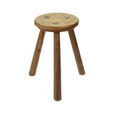 Antique Wooden Tripod Stool Milk Stool Early 20th Century Brutalism