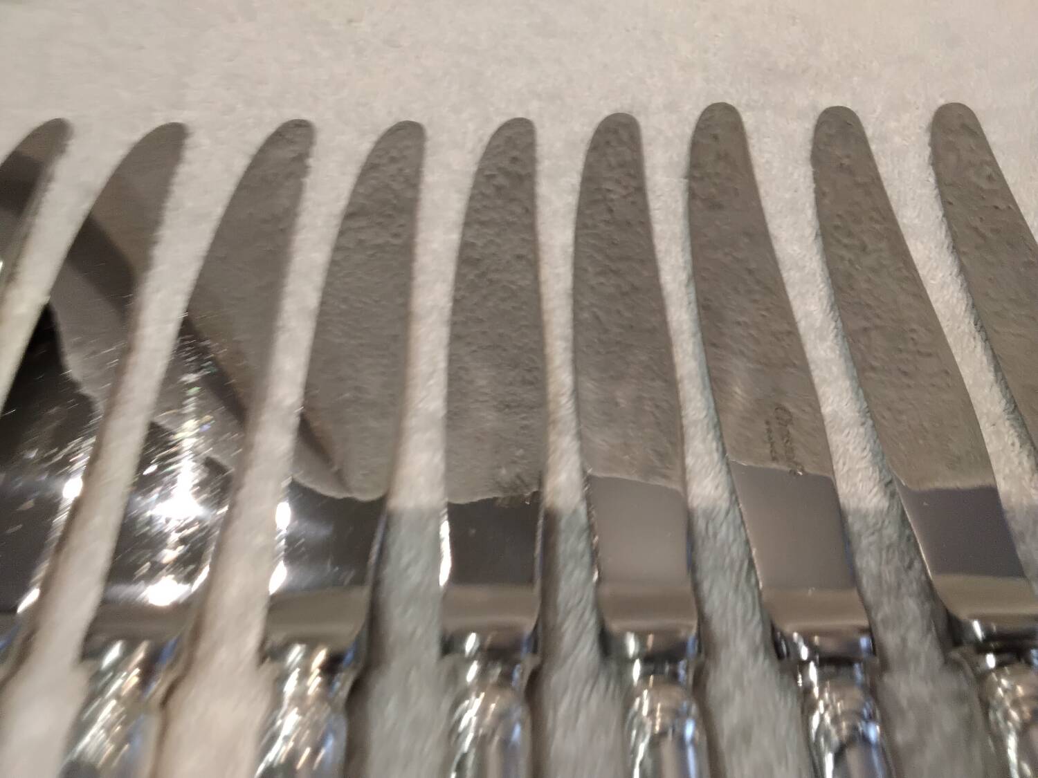 12 silver plated table knives, Christofle goldsmith, Marly model
