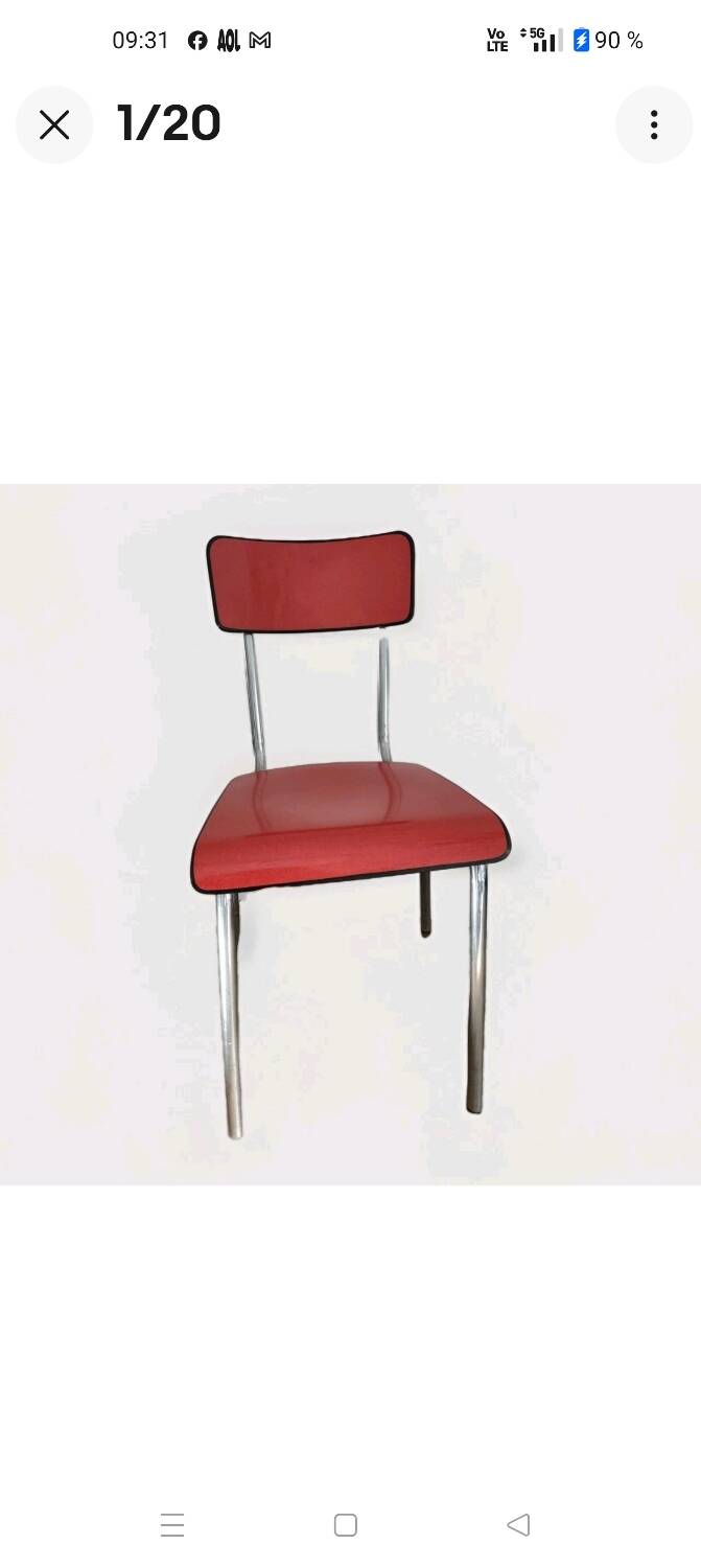 Jacques Hitier Chair 1950 Tubauto Red Bakelite Style Seat