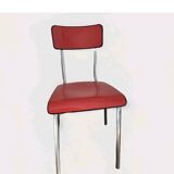 Jacques Hitier Chair 1950 Tubauto Red Bakelite Style Seat